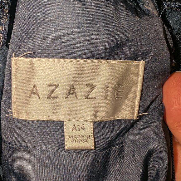 Azazi V-Neck Neptune Bridesmaid Dress Size 14 - Picture 3 of 6